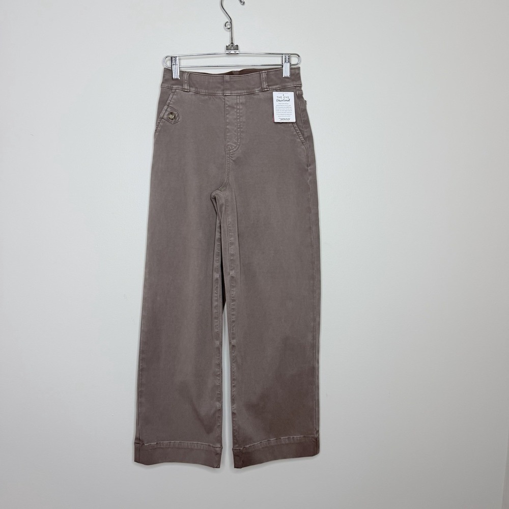 SPANX Stretch Twill Cropped Wide Leg Pants Women's XS Smoke
